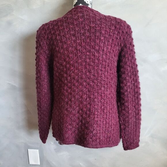 Harrington Square Plum Wool Blend Chunky Knit Open Cardigan Size M - Picture 10 of 10